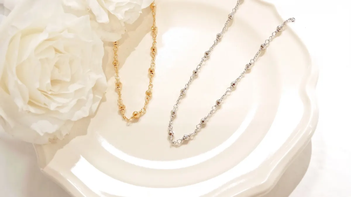 本金0.2ミクロン加工とロジューム加工の人気ボールチェーン イミテーションネックレスチェーン購入向け